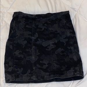 Free people black camo mini skirt